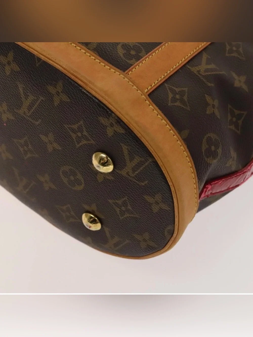 👜 LOUIS VUITTON Ruby Neo Bucket Tote Monogram Authentic Brown Red Shoulder Bag